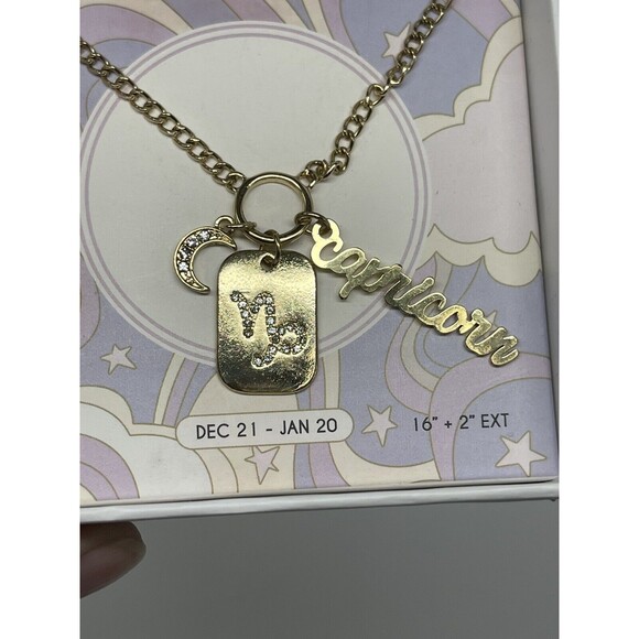 Ella Shea Capricorn Gold Tone Charm Necklace New - Picture 4 of 5